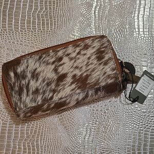 Myra Bag Brown and White Genuine  Leather Wallet